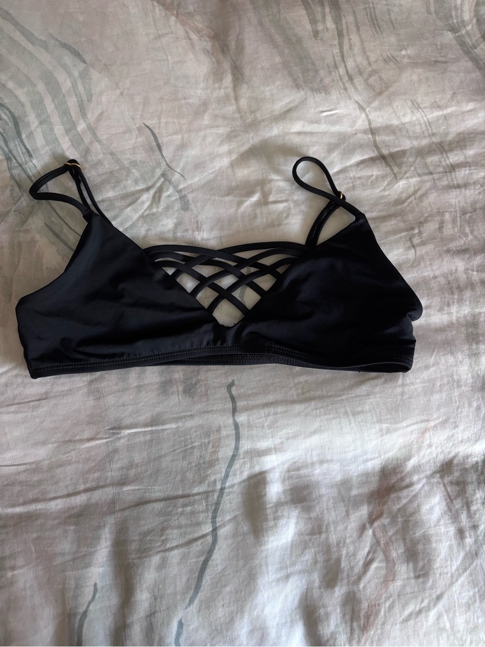 l*space Black Strappy Lattice Bikini Top